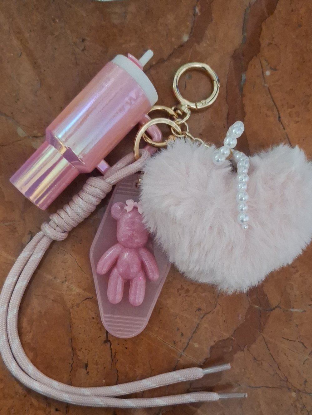 Pink Themed Bag Charm Keychain